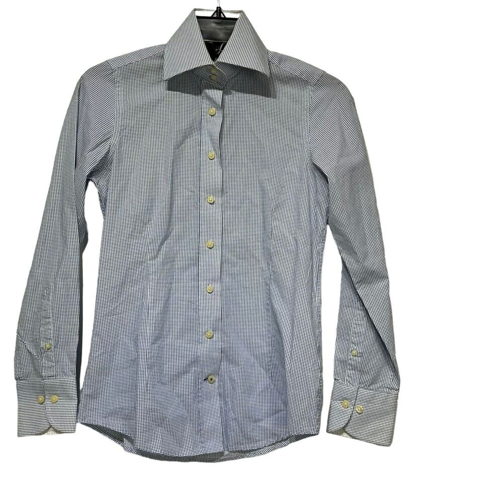 sacoor brothers Mens Size size 34/8 blue geometric button up Dress Shirt